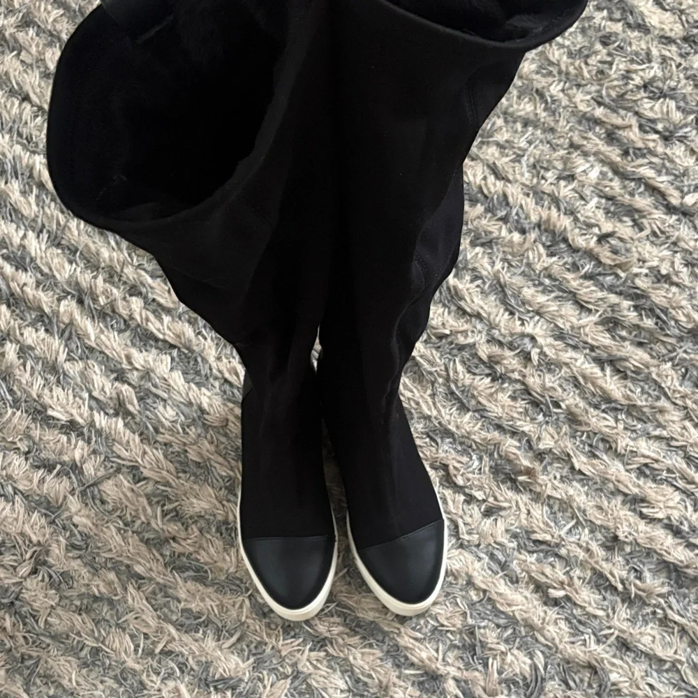 Black Over-the-Knee Hidden Wedge Sneaker Boots - Women, Size 6